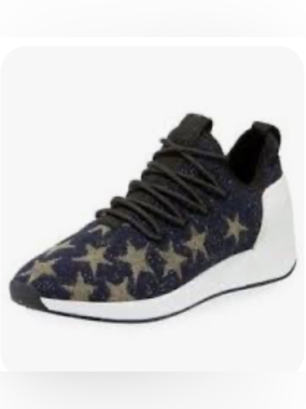 Ash Womens Blue Navy and Gold Jaguar Star Metallic Knit Platform Sneakers